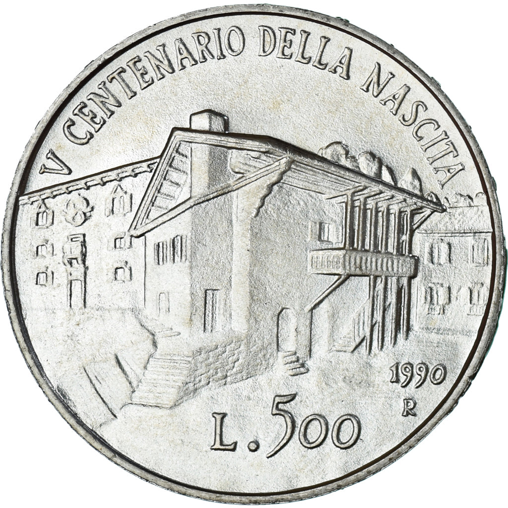 Coin, Italy, 500 Lire, 1990, Rome, Tiziano Vecellio, MS(63), Silver, KM:146
