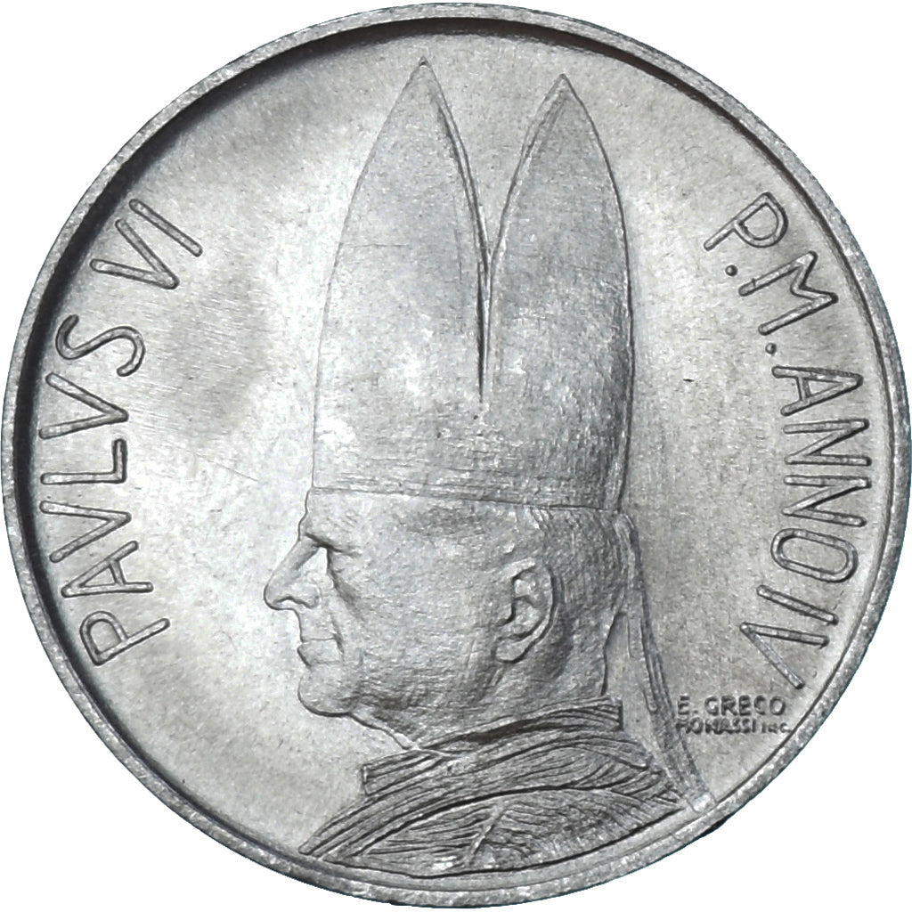 Coin, VATICAN CITY, Paul VI, 10 Lire, 1966, MS(63), Aluminum, KM:87