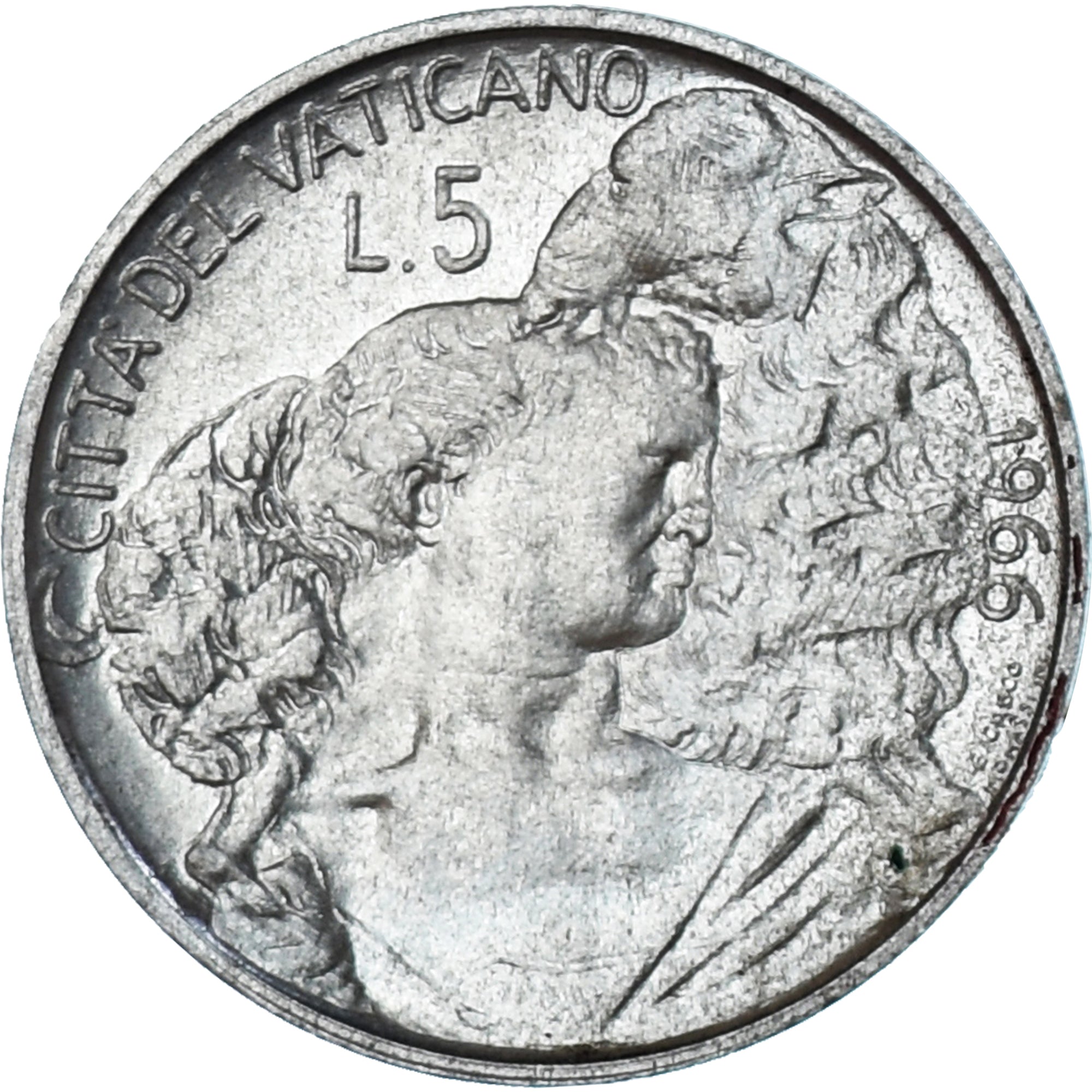 Moeda, CIDADE DO VATICANO, Paul VI, 5 Lire, 1966, MS(63), Alumínio, KM:86
