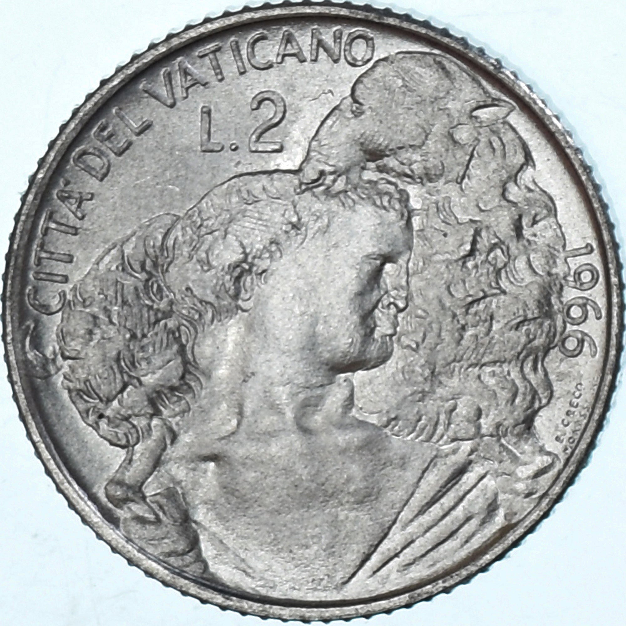 Moneda, CIUDAD DEL VATICANO, Paul VI, 2 Lire, 1966, SC, Aluminio, KM:85