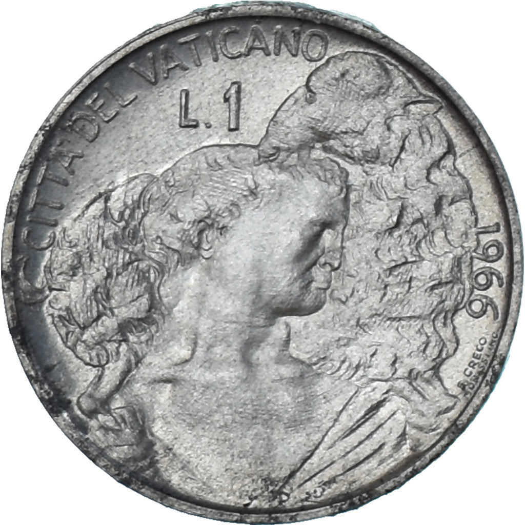 Moneda, CIUDAD DEL VATICANO, Paul VI, Lira, 1966, SC, Aluminio, KM:84