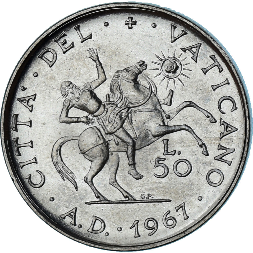 Moneta, CITTÀ DEL VATICANO, Paul VI, 50 Lire, 1967, SPL, Acciaio inossidabile