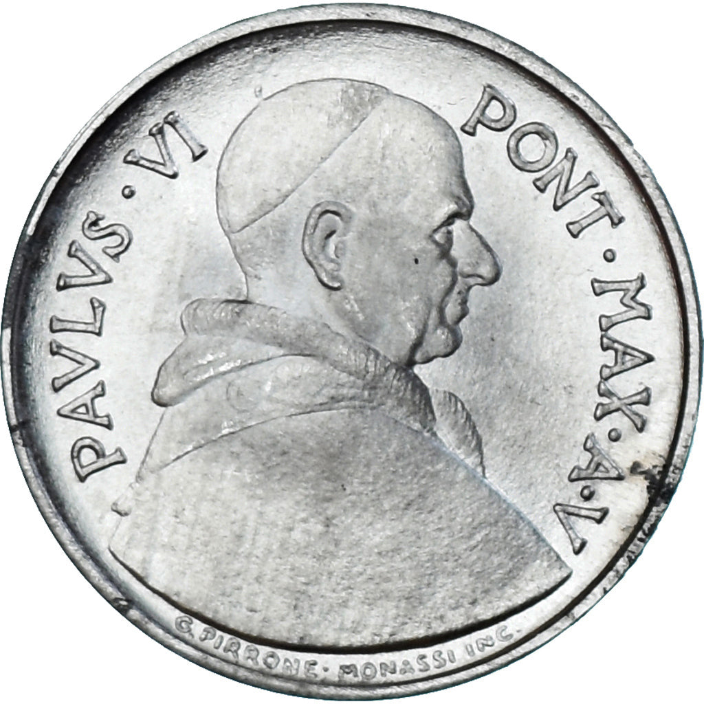 Coin, VATICAN CITY, Paul VI, 5 Lire, 1967, MS(63), Aluminum, KM:94