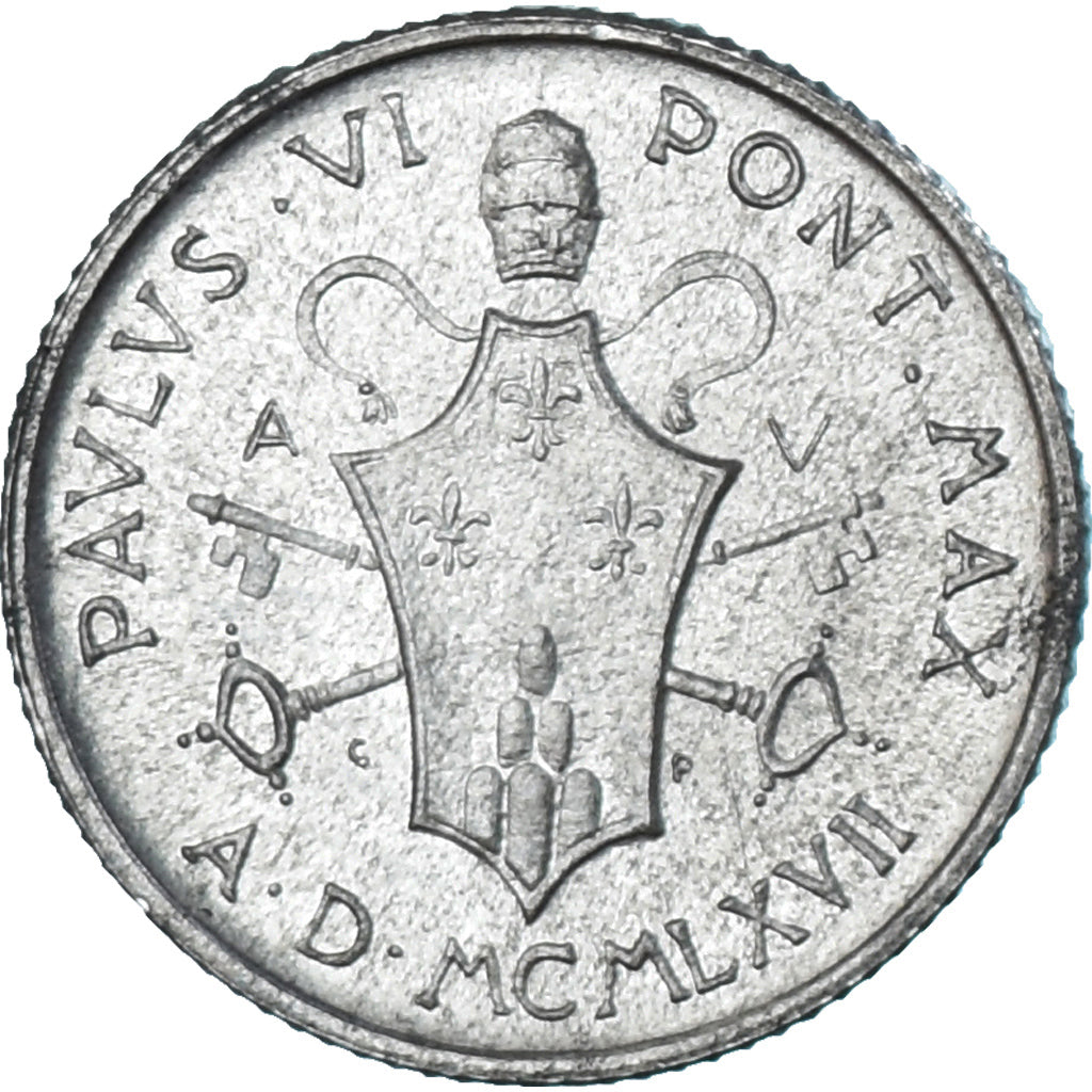 Moeda, CIDADE DO VATICANO, Paul VI, 2 Lire, 1967, MS(63), Alumínio, KM:93