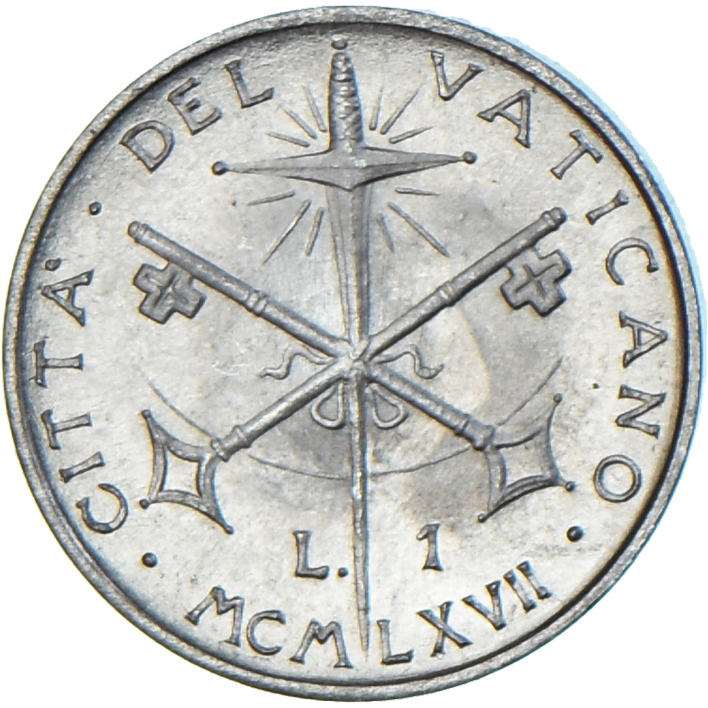 Münze, Vatikanstadt, Paul VI, Lira, 1967, VZ, Aluminium, KM:92