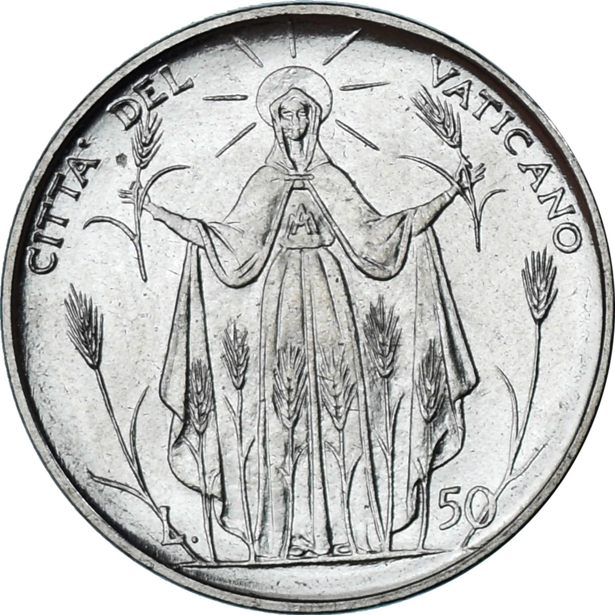 Moeda, CIDADE DO VATICANO, Paul VI, 50 Lire, 1968, Roma, MS(63), Aço