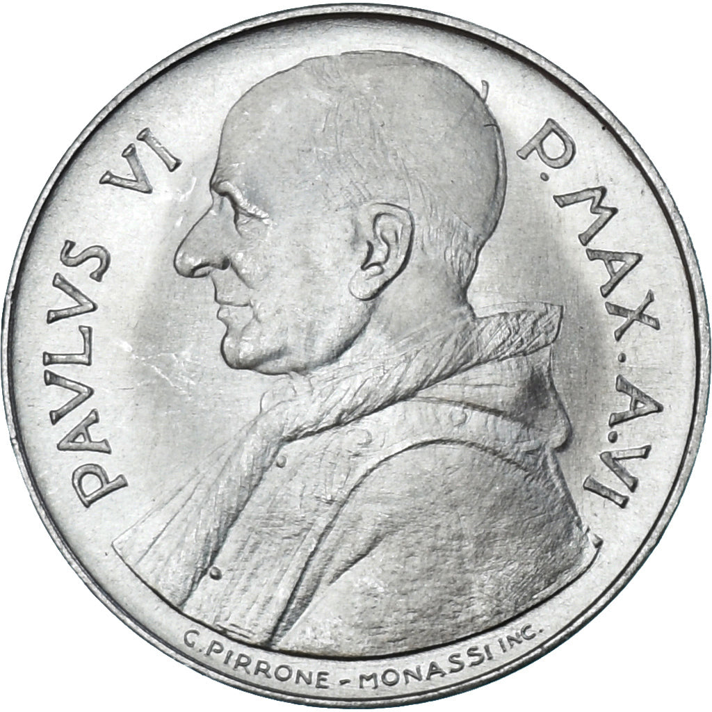 Moeda, CIDADE DO VATICANO, Paul VI, 10 Lire, 1968, Roma, MS(63), Alumínio