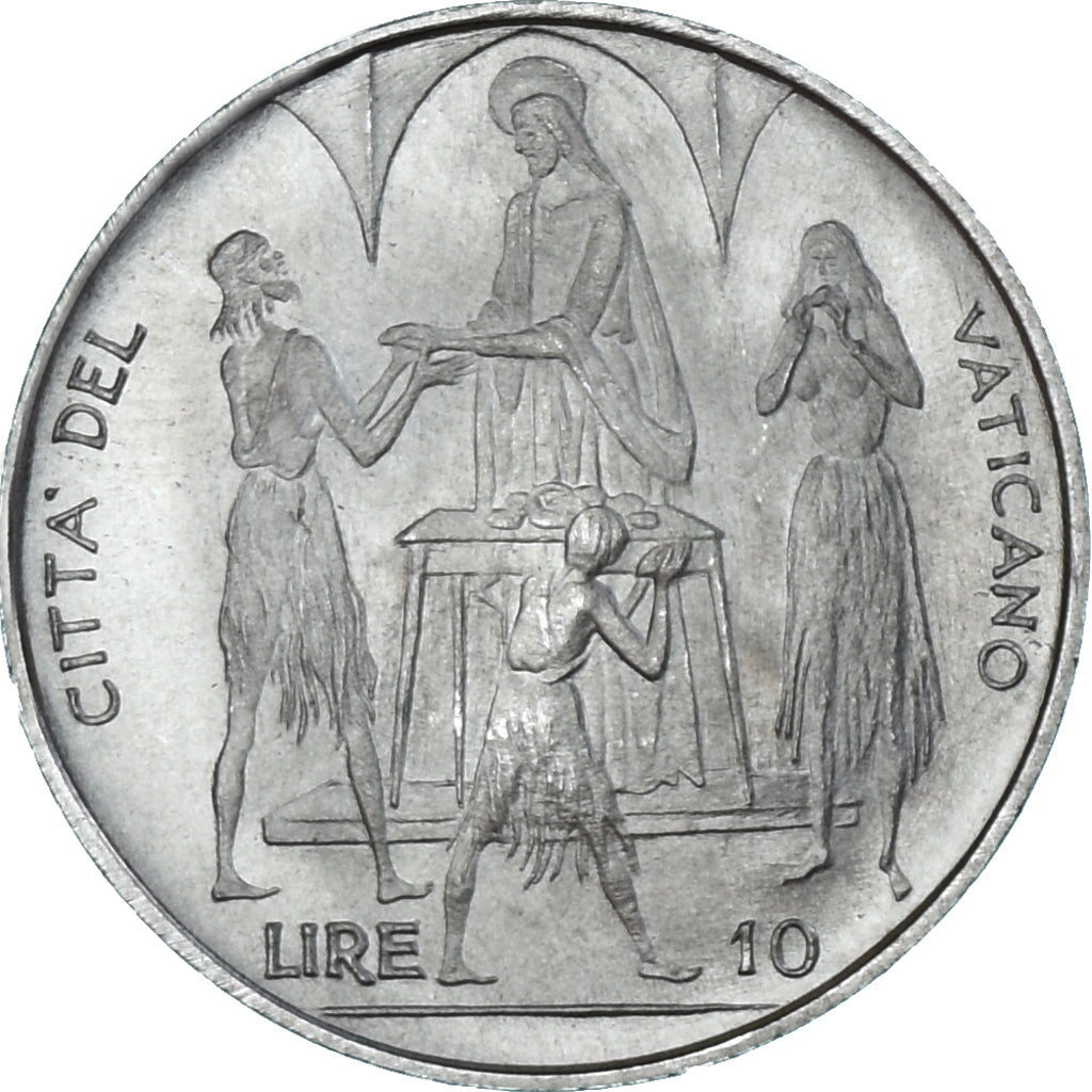 Moeda, CIDADE DO VATICANO, Paul VI, 10 Lire, 1968, Roma, MS(63), Alumínio