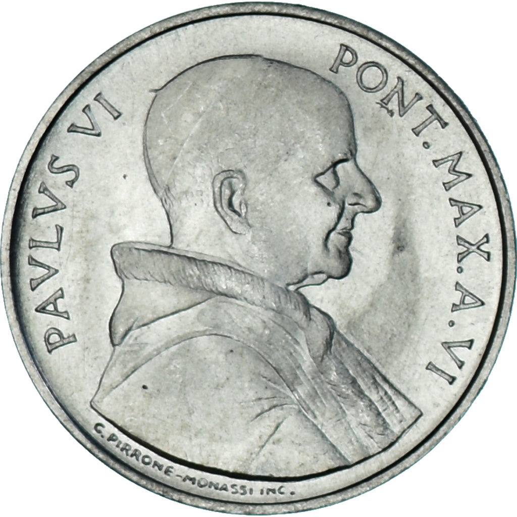 Moeda, CIDADE DO VATICANO, Paul VI, 5 Lire, 1968, Roma, MS(63), Alumínio