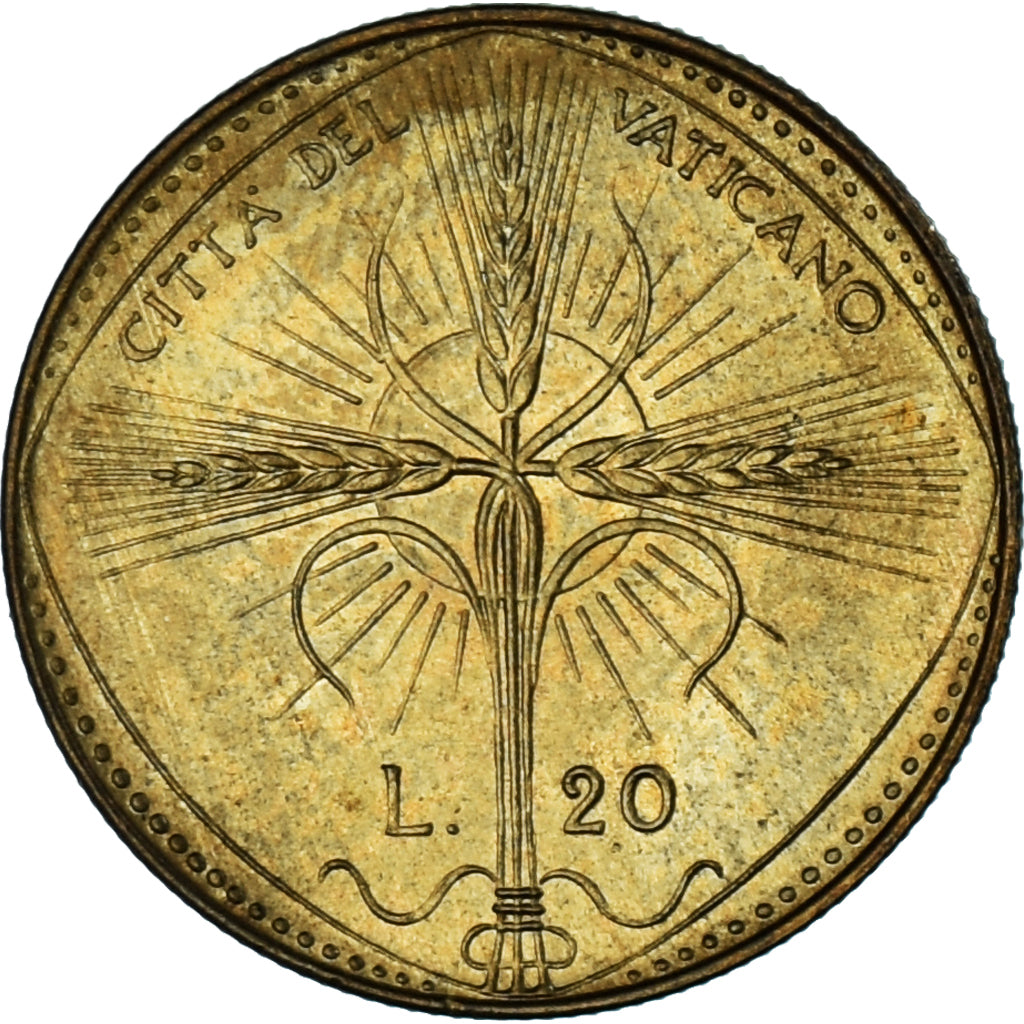 Coin, VATICAN CITY, Paul VI, 20 Lire, 1968, Roma, MS(63), Aluminum-Bronze