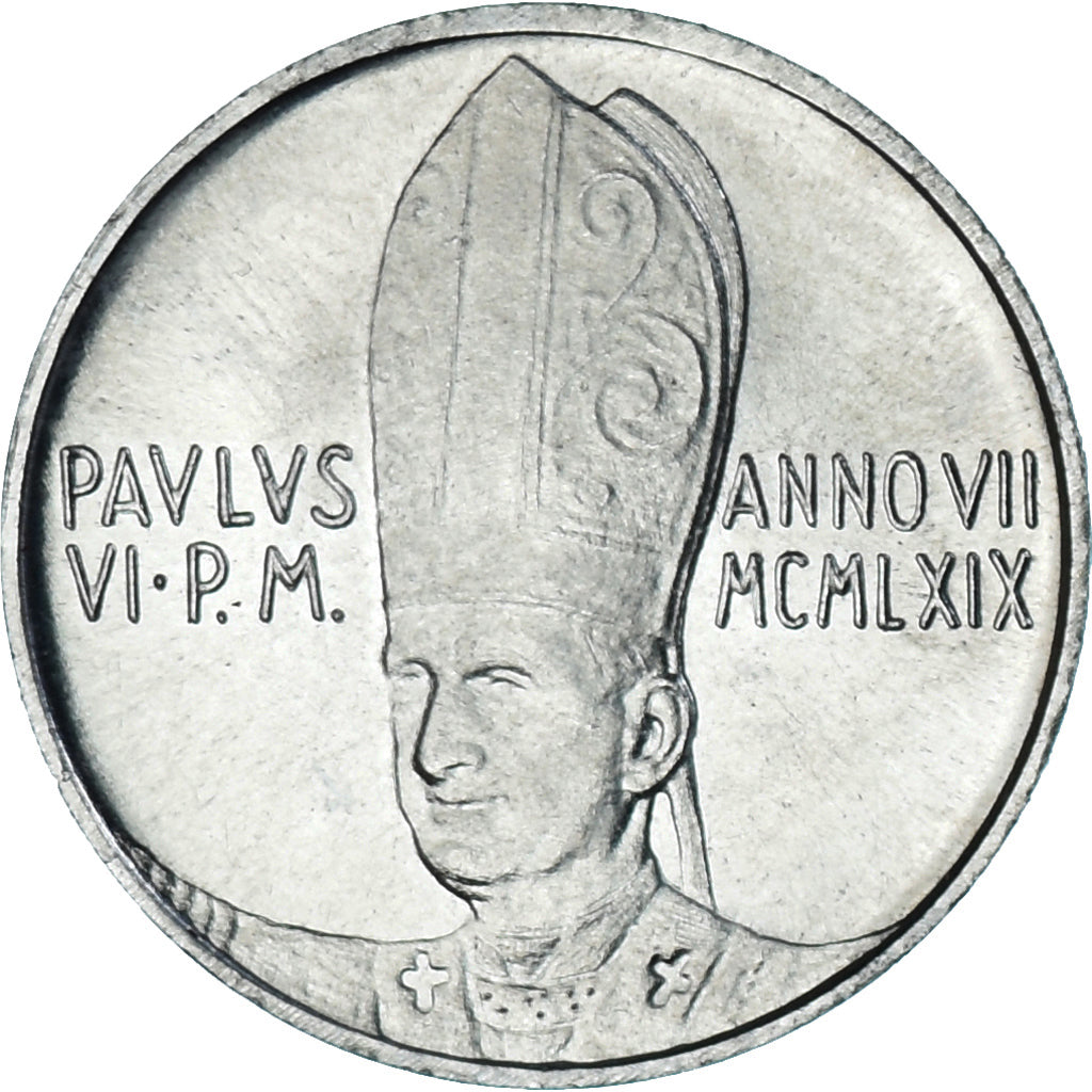 Coin, VATICAN CITY, Paul VI, 10 Lire, 1969, MS(63), Aluminum, KM:111