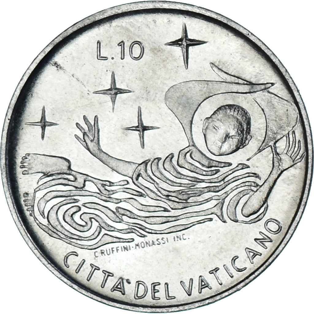 Coin, VATICAN CITY, Paul VI, 10 Lire, 1969, MS(63), Aluminum, KM:111