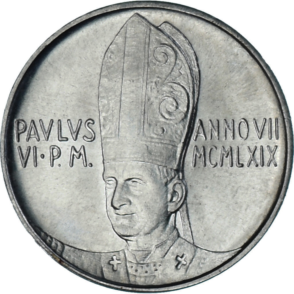 Coin, VATICAN CITY, Paul VI, 5 Lire, 1969, Roma, MS(63), Aluminum, KM:110