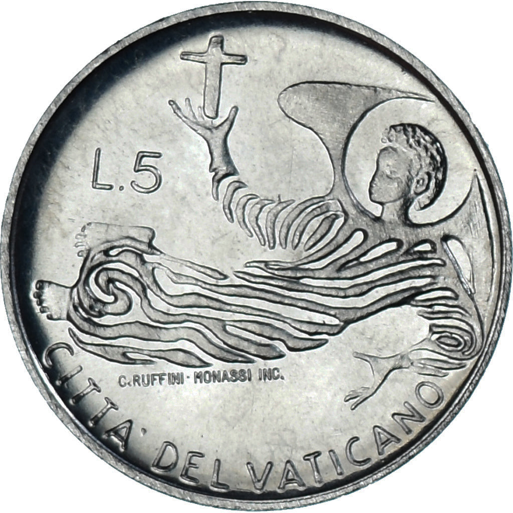 Coin, VATICAN CITY, Paul VI, 5 Lire, 1969, Roma, MS(63), Aluminum, KM:110