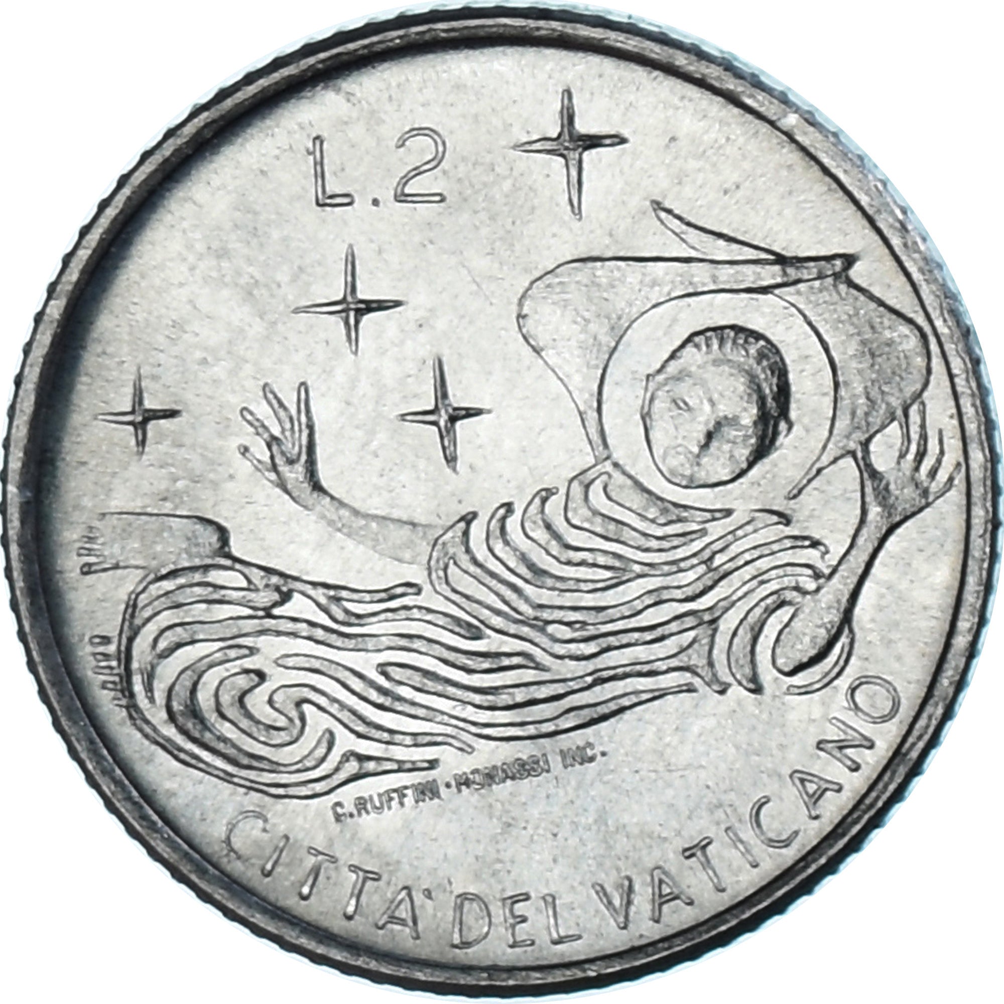 Moeda, CIDADE DO VATICANO, Paul VI, 2 Lire, 1969, MS(63), Alumínio, KM:109
