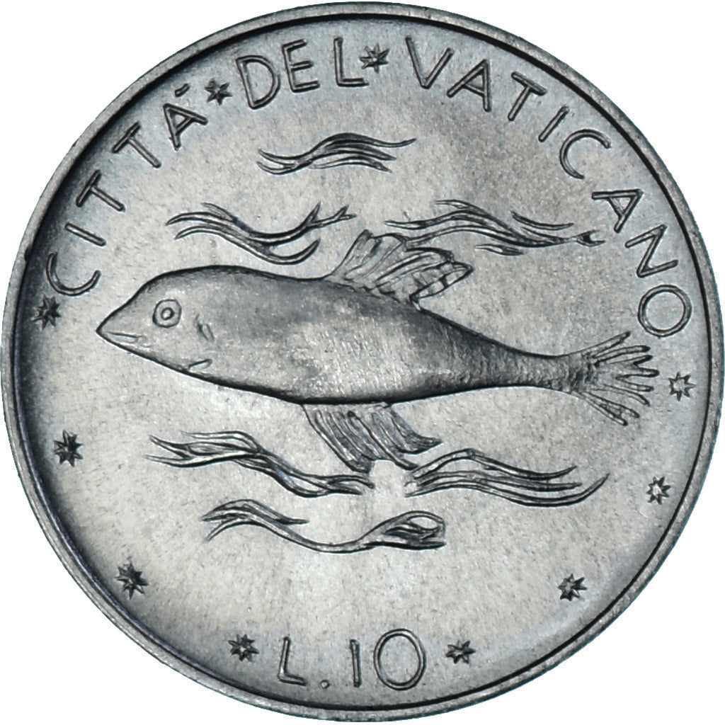 Moeda, CIDADE DO VATICANO, Paul VI, 10 Lire, 1970, MS(63), Alumínio, KM:119