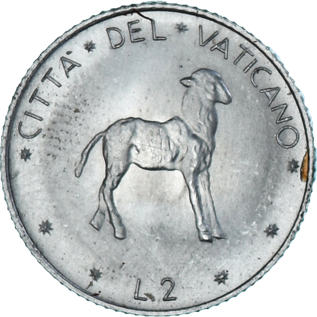Coin, VATICAN CITY, Paul VI, 2 Lire, 1970, MS(63), Aluminum, KM:117