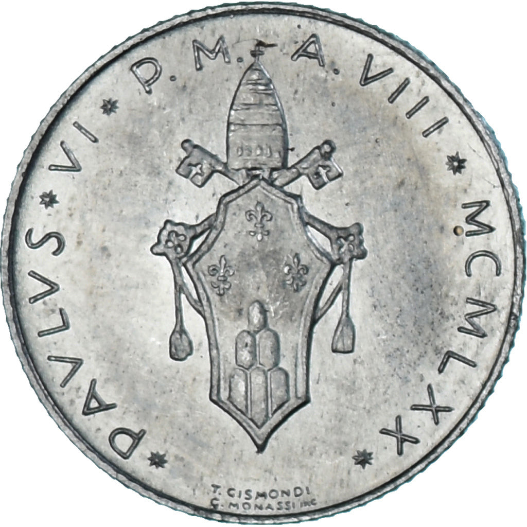 Moneta, CITTÀ DEL VATICANO, Paul VI, 2 Lire, 1970, SPL, Alluminio, KM:117