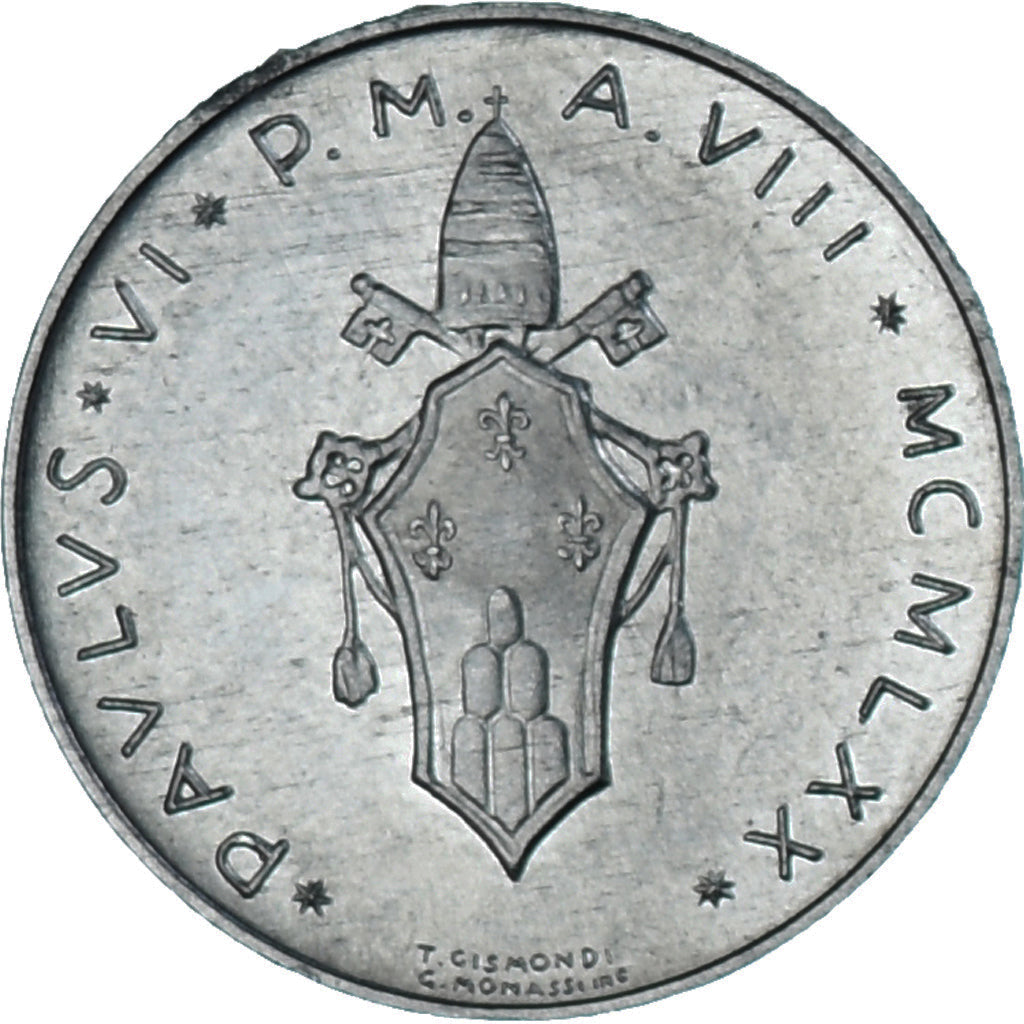 Moneda, CIUDAD DEL VATICANO, Paul VI, Lira, 1970, SC, Aluminio, KM:116