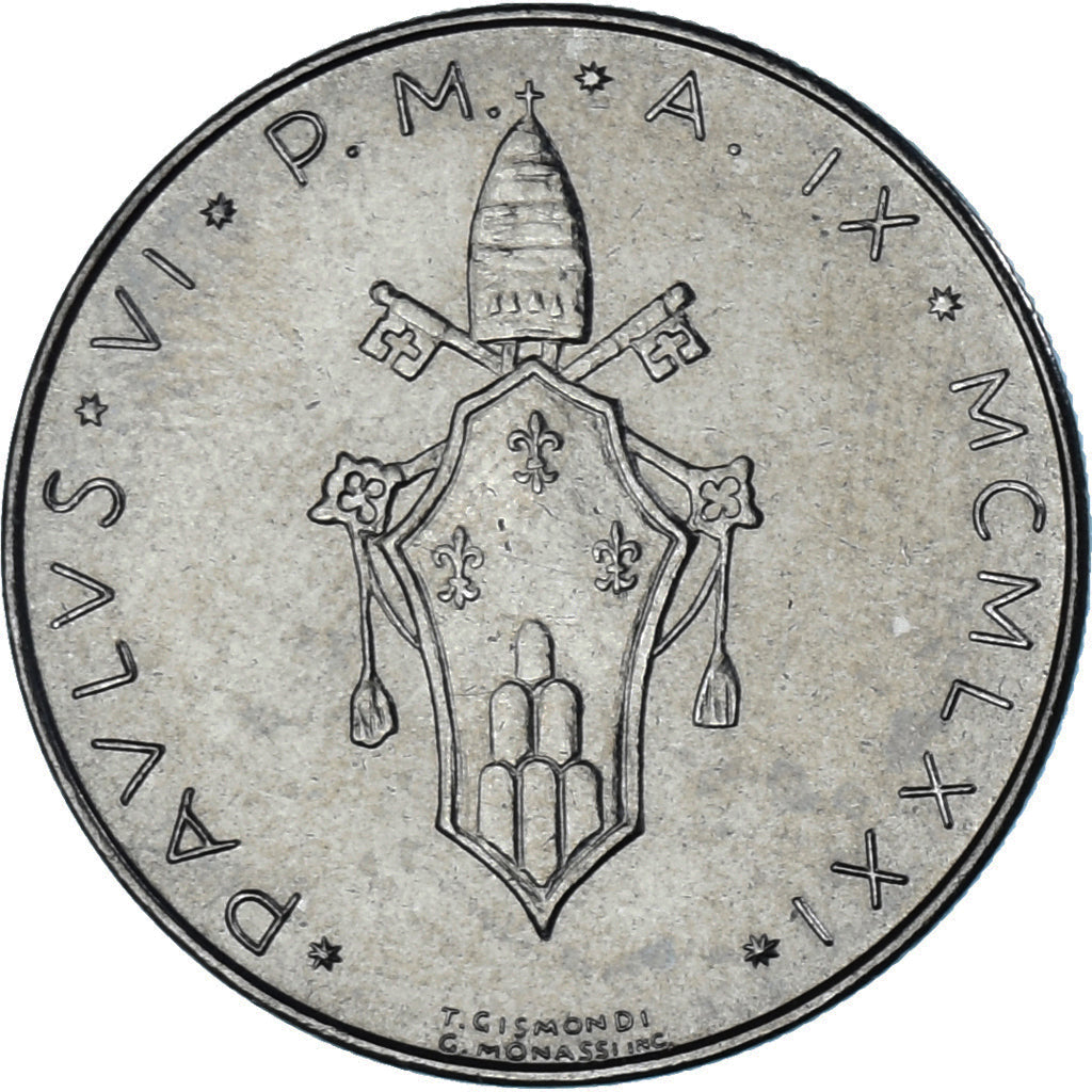 Moeda, CIDADE DO VATICANO, Paul VI, 50 Lire, 1971, Roma, MS(63), Aço