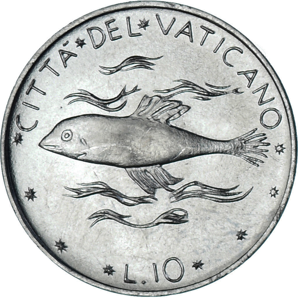 Moeda, CIDADE DO VATICANO, Paul VI, 10 Lire, 1971, MS(63), Alumínio, KM:119