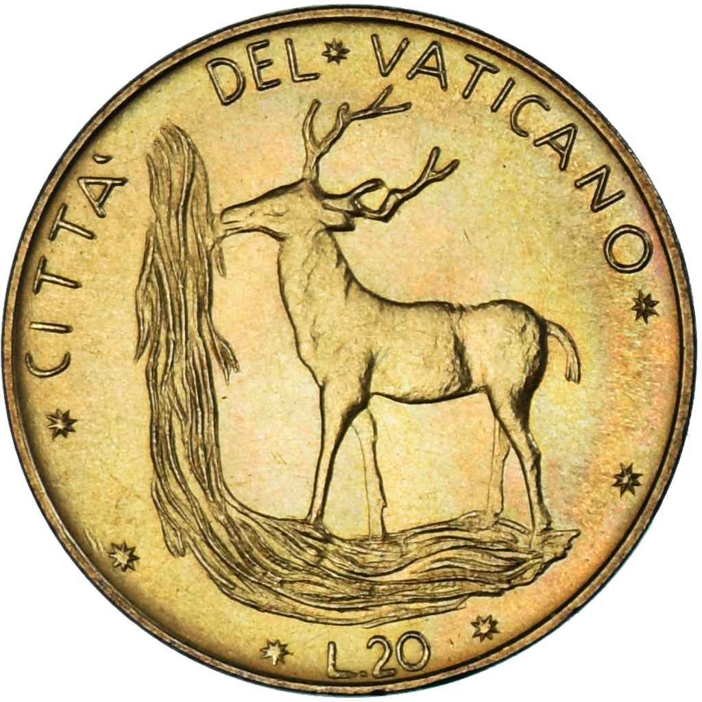 Moneda, CIUDAD DEL VATICANO, Paul VI, 20 Lire, 1971, SC, Aluminio - bronce