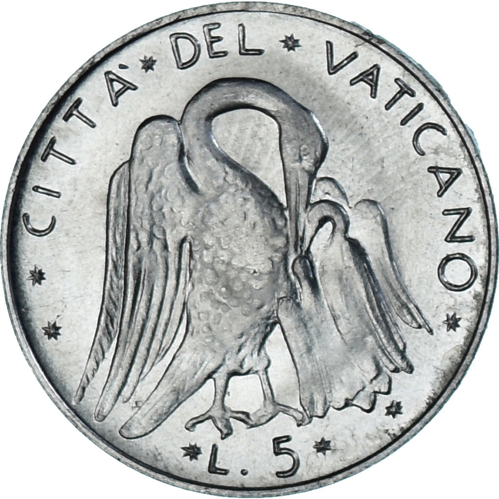 Moneda, CIUDAD DEL VATICANO, Paul VI, 5 Lire, 1971, Roma, SC, Aluminio, KM:118