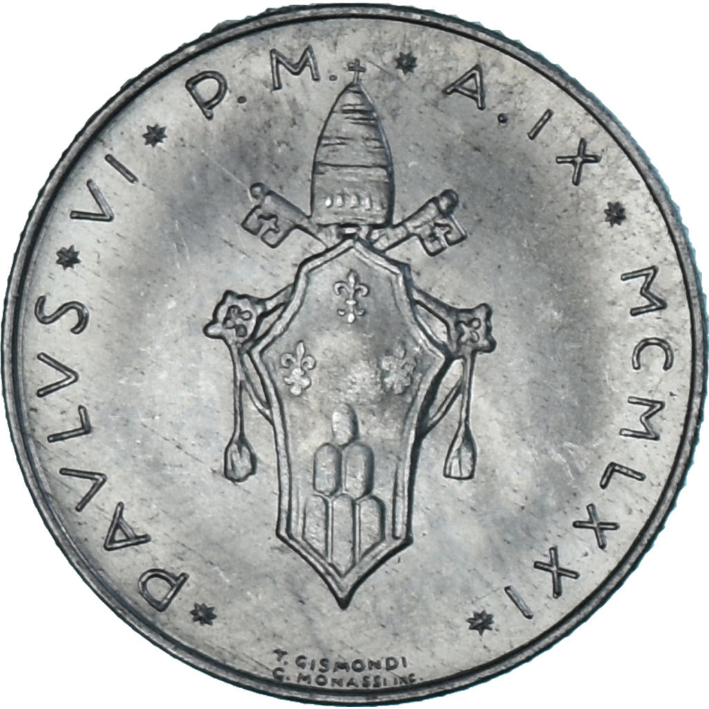 Moeda, CIDADE DO VATICANO, Paul VI, 2 Lire, 1971, MS(63), Alumínio, KM:117