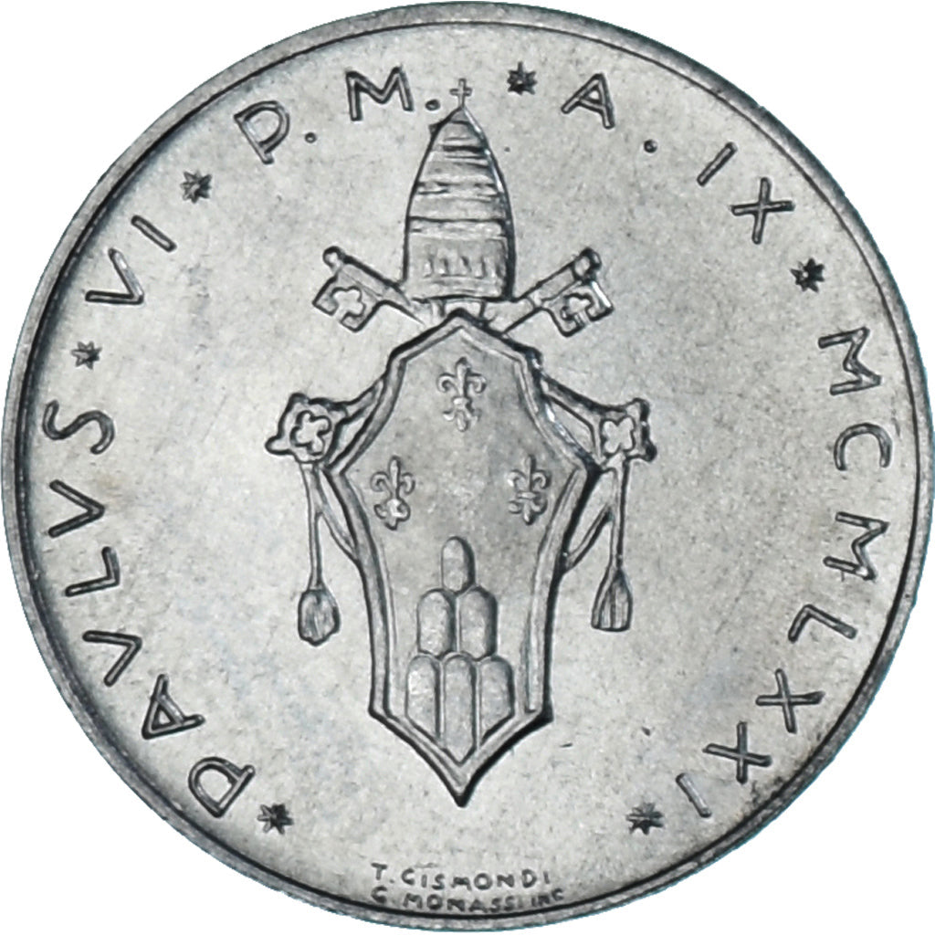 Moneda, CIUDAD DEL VATICANO, Paul VI, Lira, 1971, Roma, SC, Aluminio, KM:116