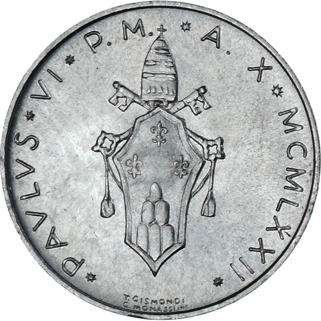 Moneda, CIUDAD DEL VATICANO, Paul VI, 10 Lire, 1972, SC, Aluminio, KM:119