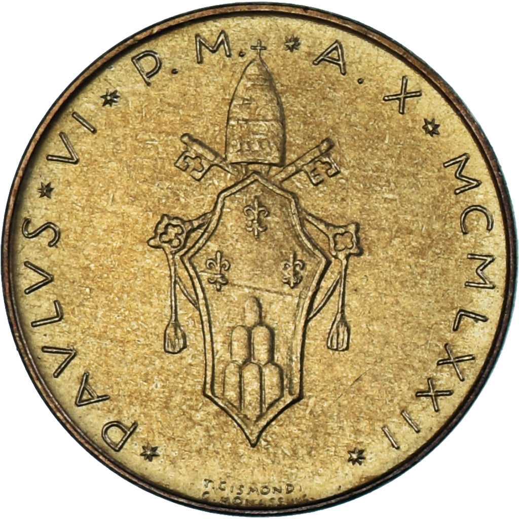 Moeda, CIDADE DO VATICANO, Paul VI, 20 Lire, 1972, MS(63), Alumínio-Bronze