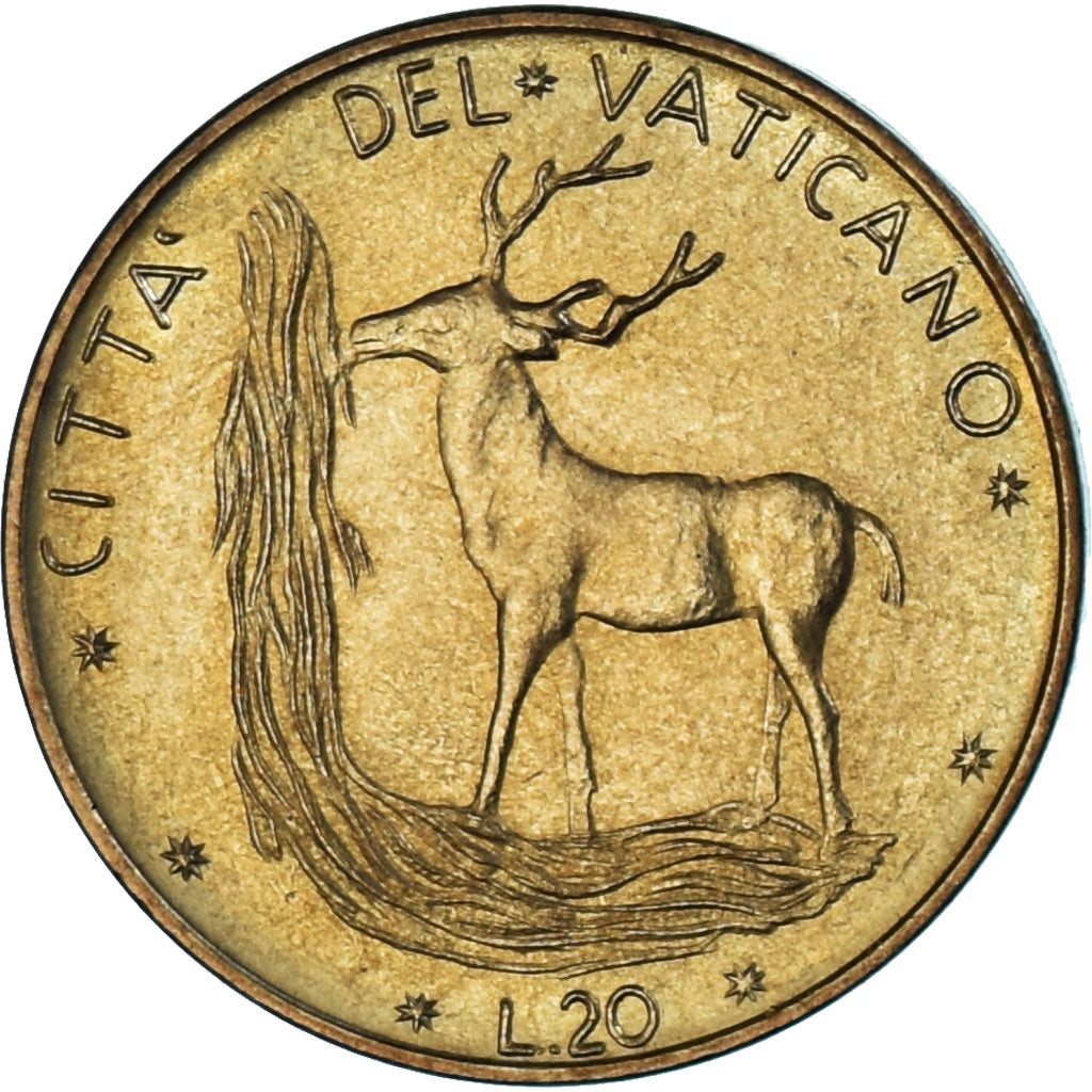 Moeda, CIDADE DO VATICANO, Paul VI, 20 Lire, 1972, MS(63), Alumínio-Bronze
