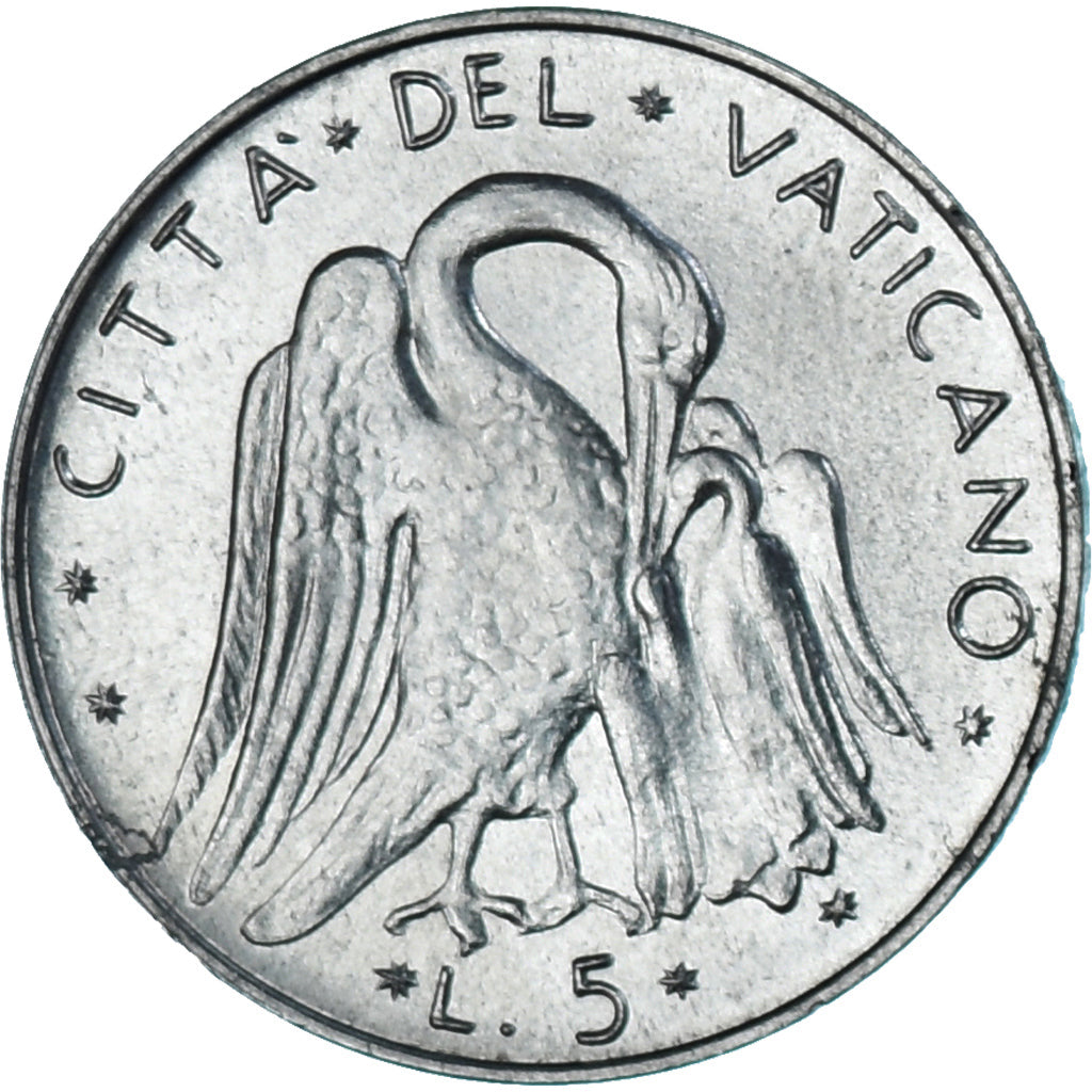 Moeda, CIDADE DO VATICANO, Paul VI, 5 Lire, 1972, MS(63), Alumínio, KM:118