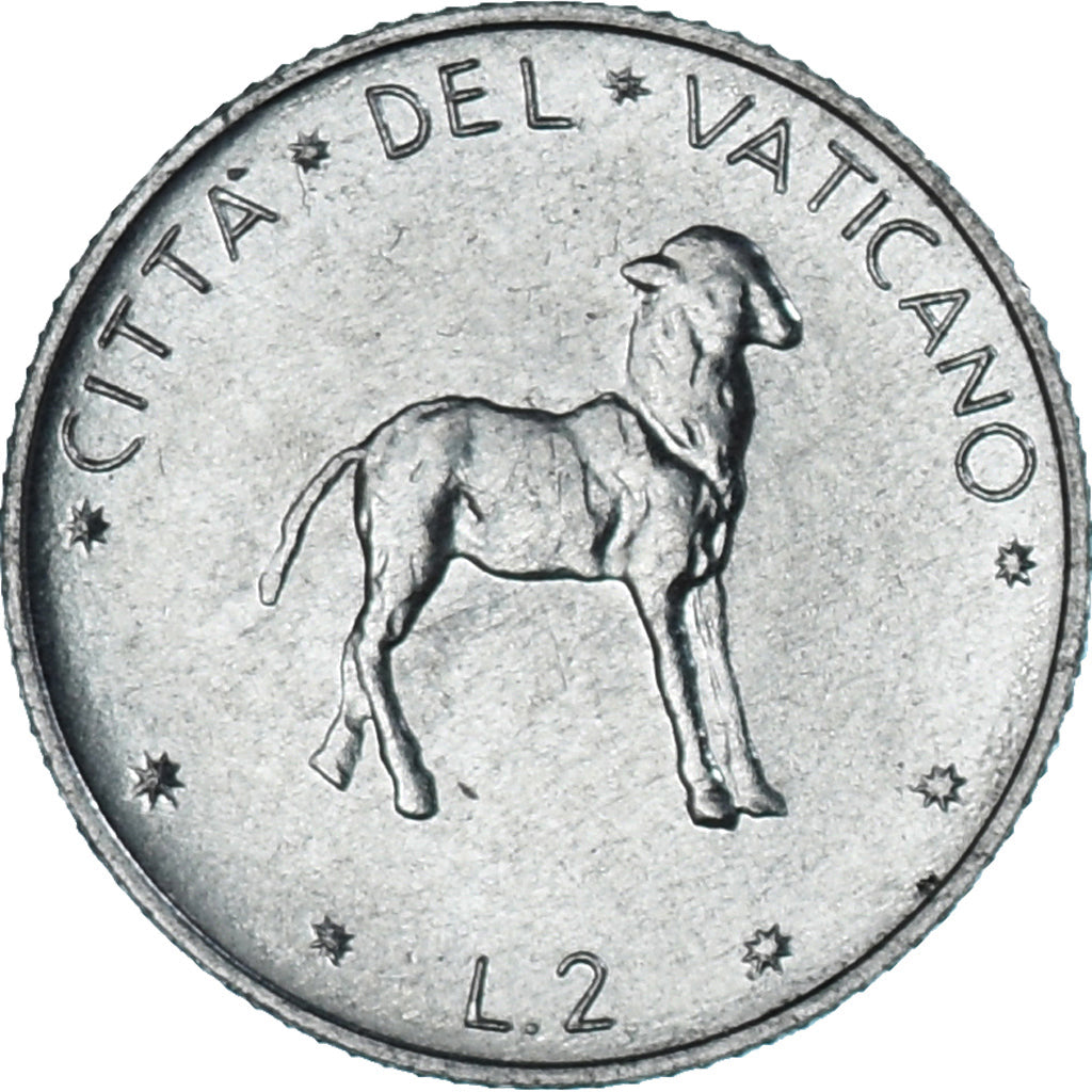 Moneda, CIUDAD DEL VATICANO, Paul VI, 2 Lire, 1972, SC, Aluminio, KM:117