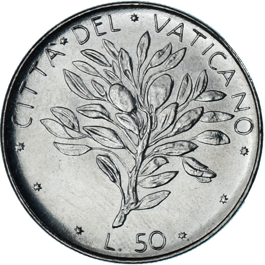 Moneda, CIUDAD DEL VATICANO, Paul VI, 50 Lire, 1973, SC, Acero inoxidable