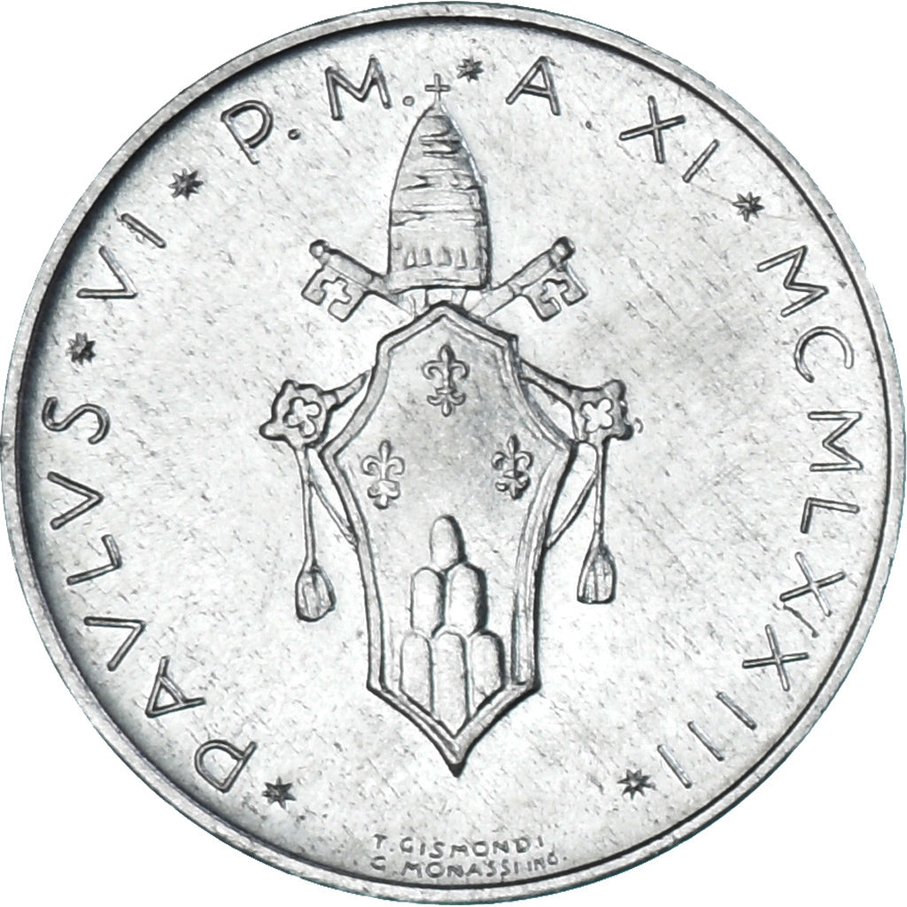 Münze, Vatikanstadt, Paul VI, 5 Lire, 1973, UNZ, Aluminium, KM:118