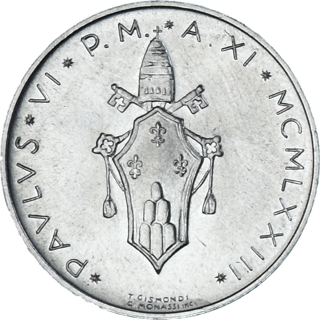 Moeda, CIDADE DO VATICANO, Paul VI, 5 Lire, 1973, MS(63), Alumínio, KM:118