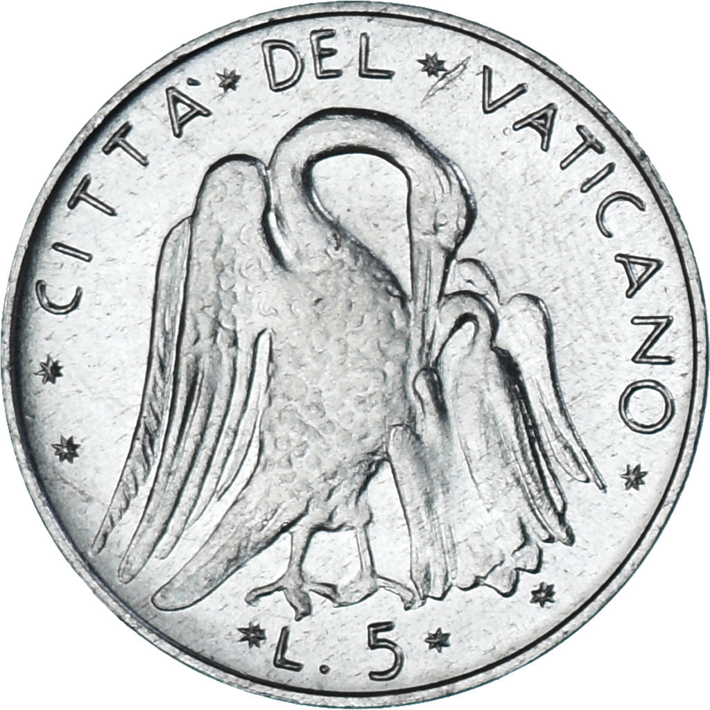 Moeda, CIDADE DO VATICANO, Paul VI, 5 Lire, 1973, MS(63), Alumínio, KM:118