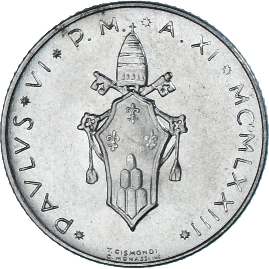 Moneda, CIUDAD DEL VATICANO, Paul VI, 2 Lire, 1973, SC, Aluminio, KM:117