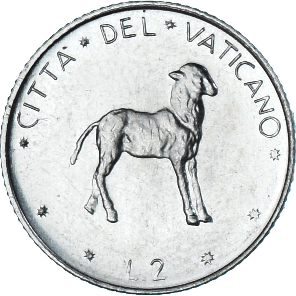 Moneda, CIUDAD DEL VATICANO, Paul VI, 2 Lire, 1973, SC, Aluminio, KM:117