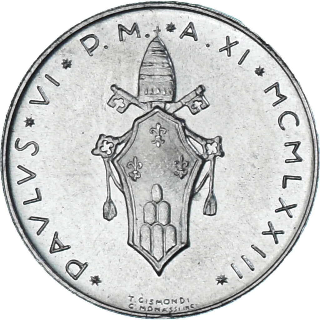 Moeda, CIDADE DO VATICANO, Paul VI, Lira, 1973, MS(63), Alumínio, KM:116