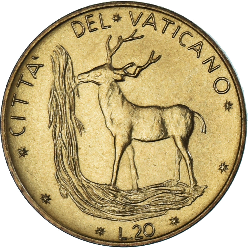 Moneda, CIUDAD DEL VATICANO, Paul VI, 20 Lire, 1973, FDC, Aluminio - bronce