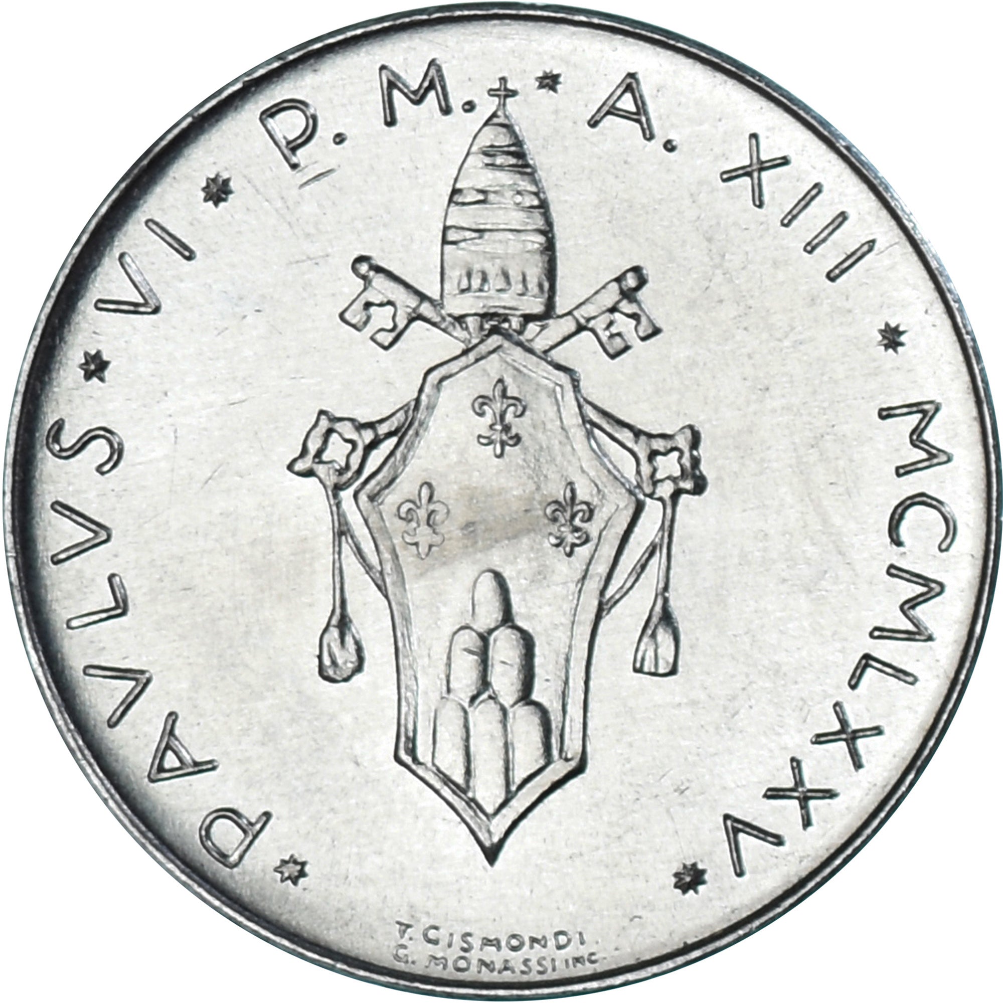 Moneda, CIUDAD DEL VATICANO, Paul VI, 10 Lire, 1975, SC, Aluminio, KM:119