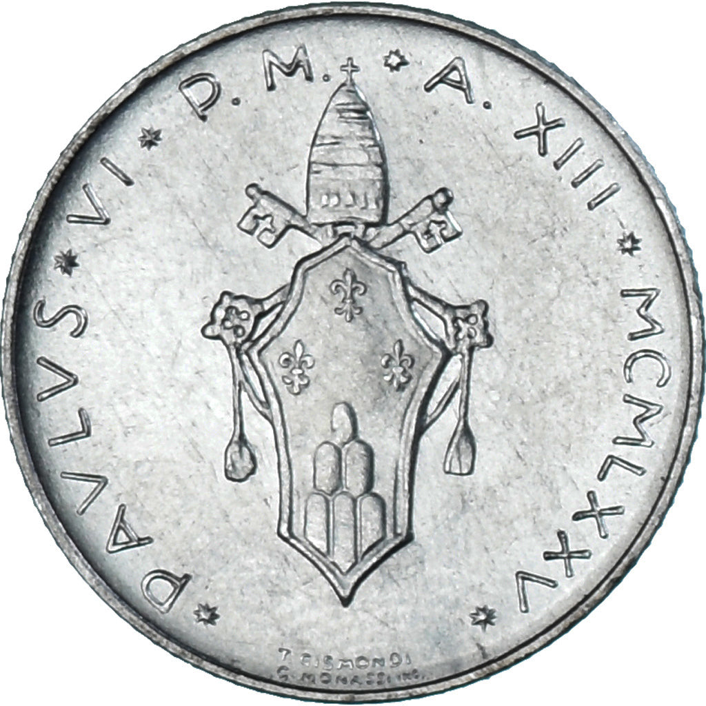 Coin, VATICAN CITY, Paul VI, 2 Lire, 1975, MS(63), Aluminum, KM:117