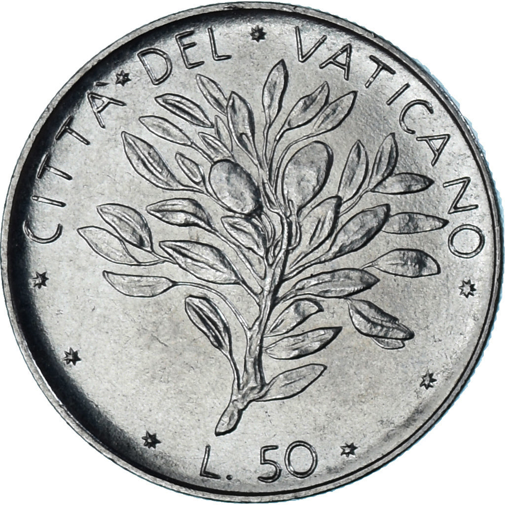 Moneda, CIUDAD DEL VATICANO, Paul VI, 50 Lire, 1974, SC, Acero inoxidable