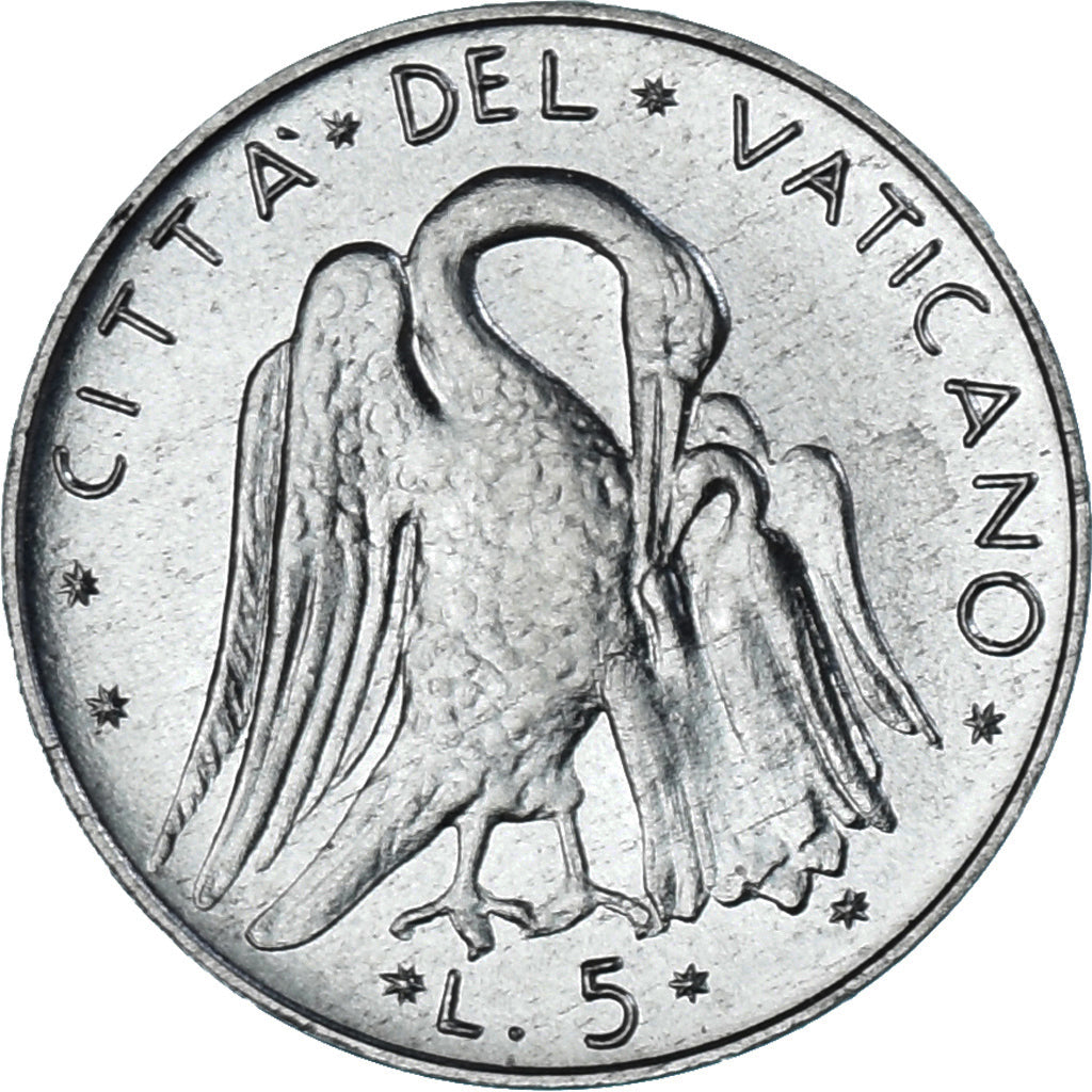 Moneda, CIUDAD DEL VATICANO, Paul VI, 5 Lire, 1974, SC, Aluminio, KM:118