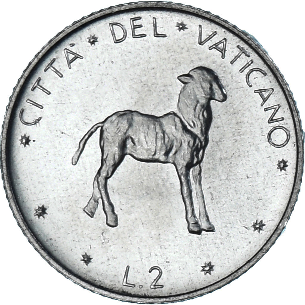 Moneda, CIUDAD DEL VATICANO, Paul VI, 2 Lire, 1974, SC, Aluminio, KM:117