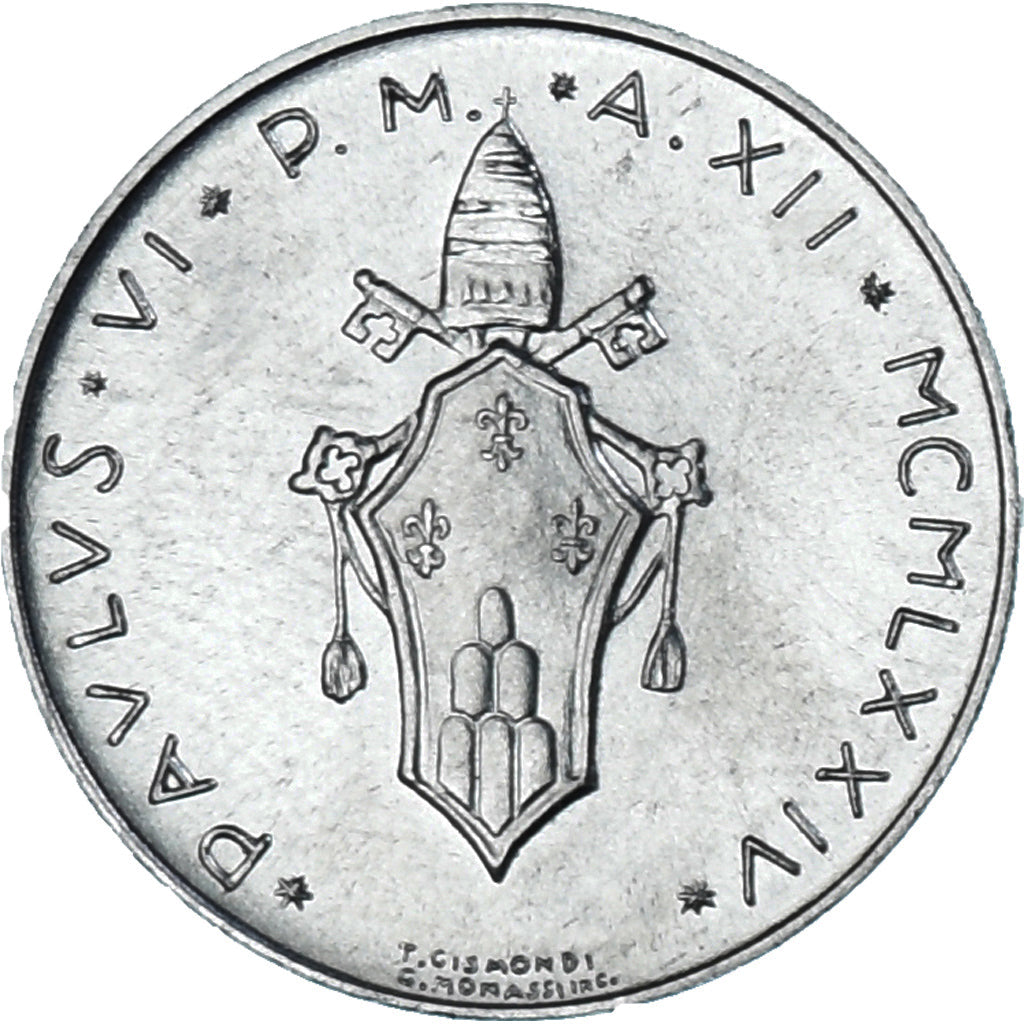Moneda, CIUDAD DEL VATICANO, Paul VI, Lira, 1974, SC, Aluminio, KM:116
