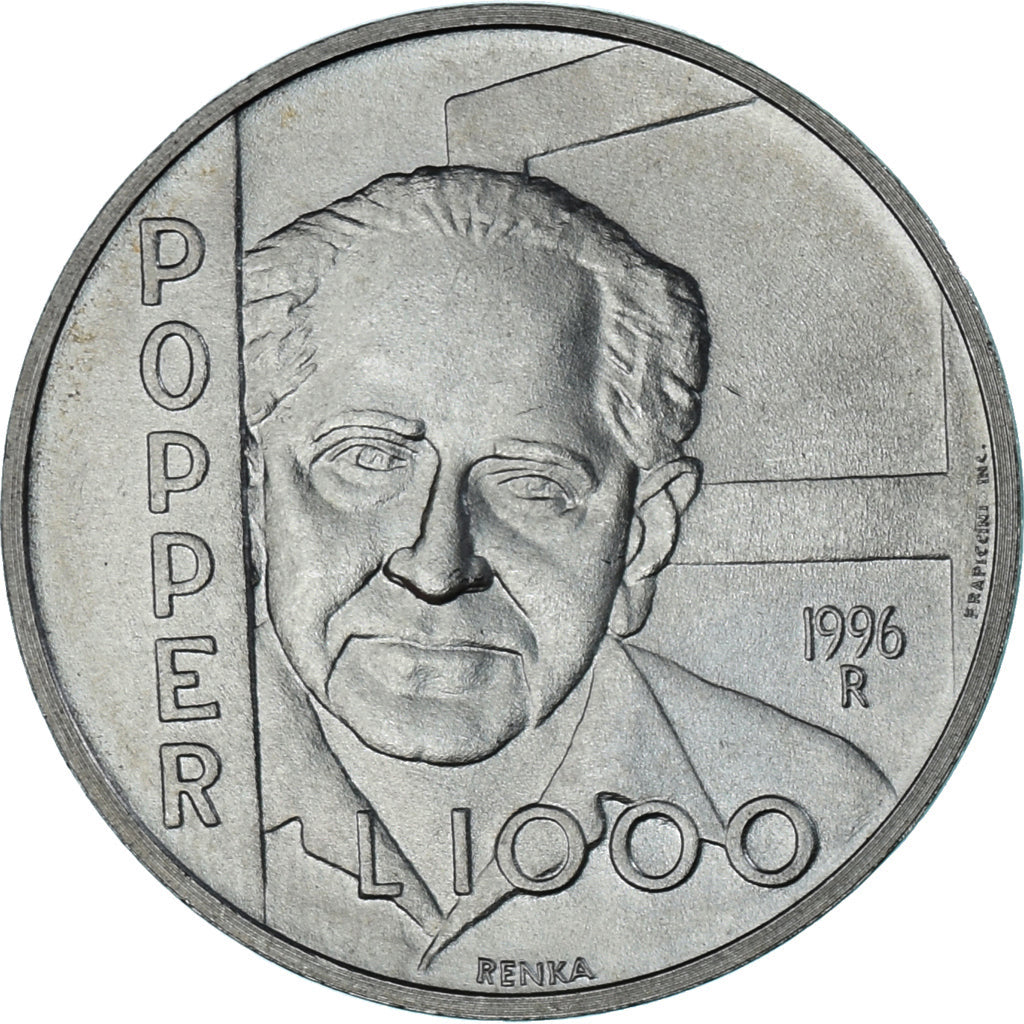 Moneda, San Marino, 1000 Lire, 1996, Rome, Popper, SC, Plata, KM:358