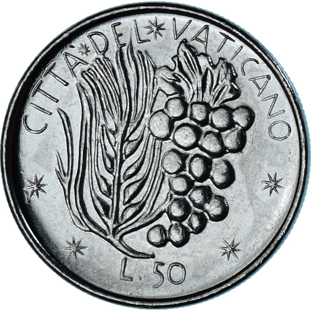 Moneda, CIUDAD DEL VATICANO, Paul VI, 50 Lire, 1977, Roma, SC, Acero inoxidable